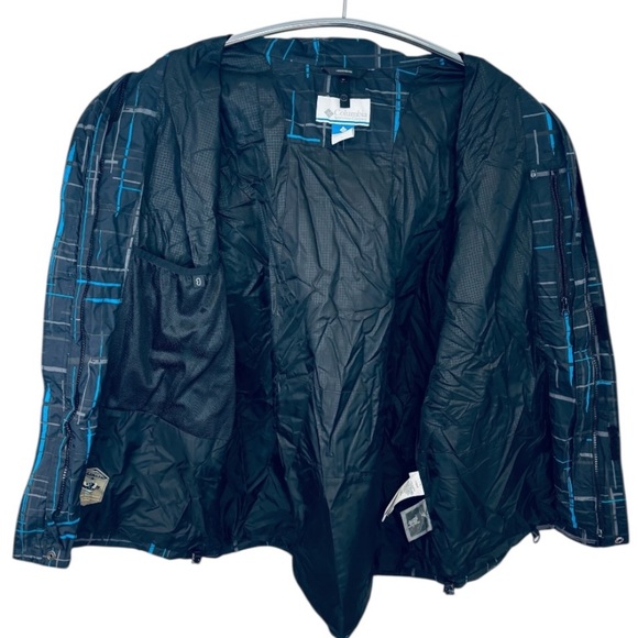 Columbia Omni-Tech Powder Lite ll Full Zip Blue & Teal Hooded Raincoat Size L - Picture 7 of 13